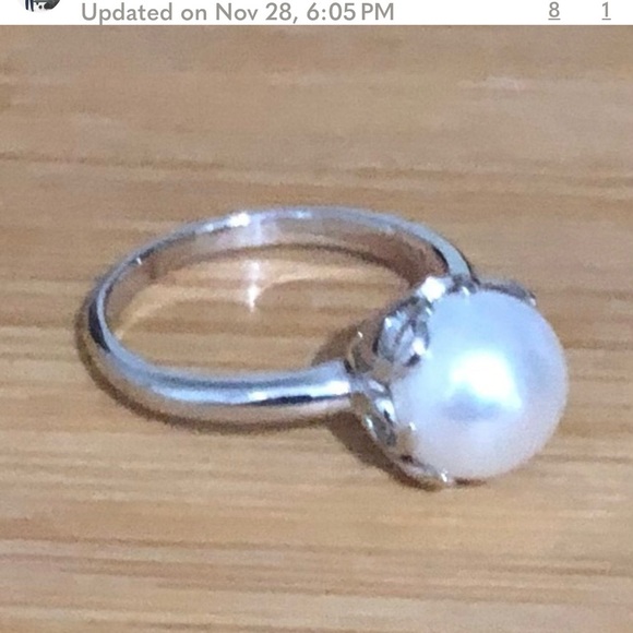 Estate Cultured Pearl Ring Marked 925 China Cannot Make Out Maker's Mark - Picture 1 of 7